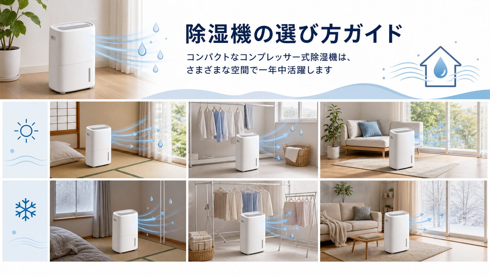 AJ-C48A-Wの周波数別除湿面積と向く部屋の判断図