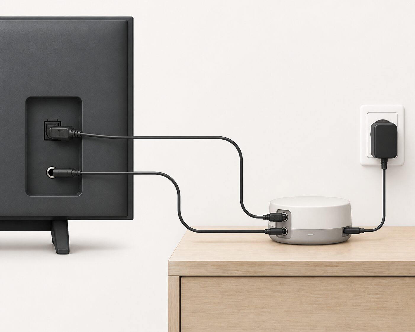 光デジタル出力とヘッドホン端子から送信機へ接続する比較図