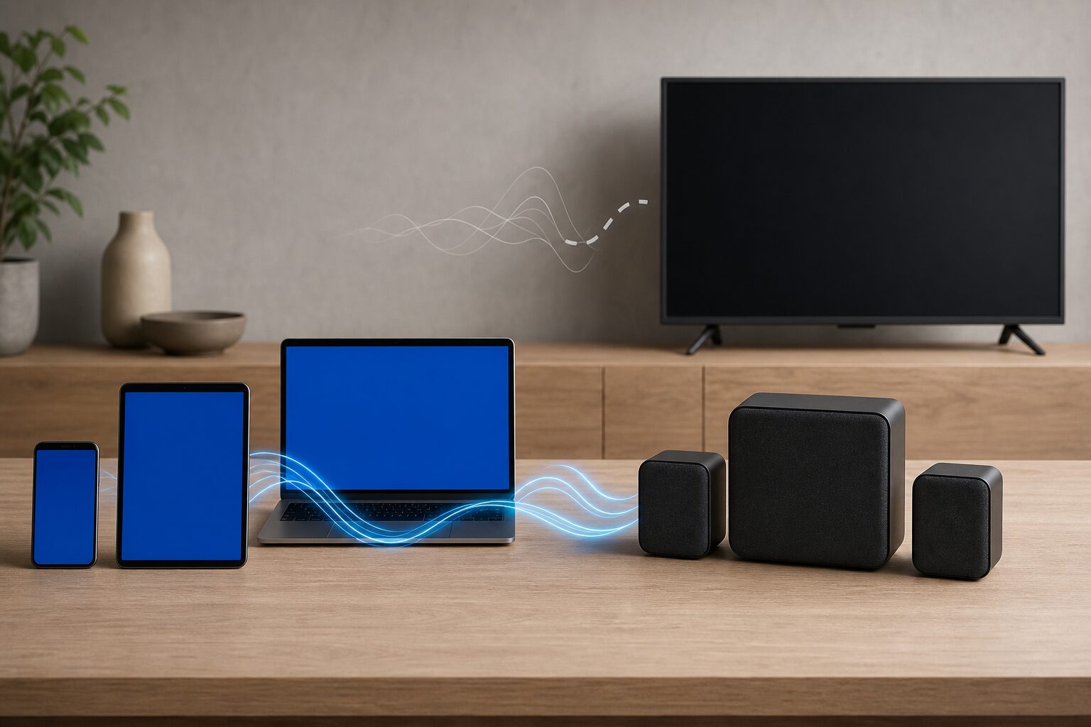 Bluetooth送信機器とHT-AX7の対応プロファイルと遅延を確認する図
