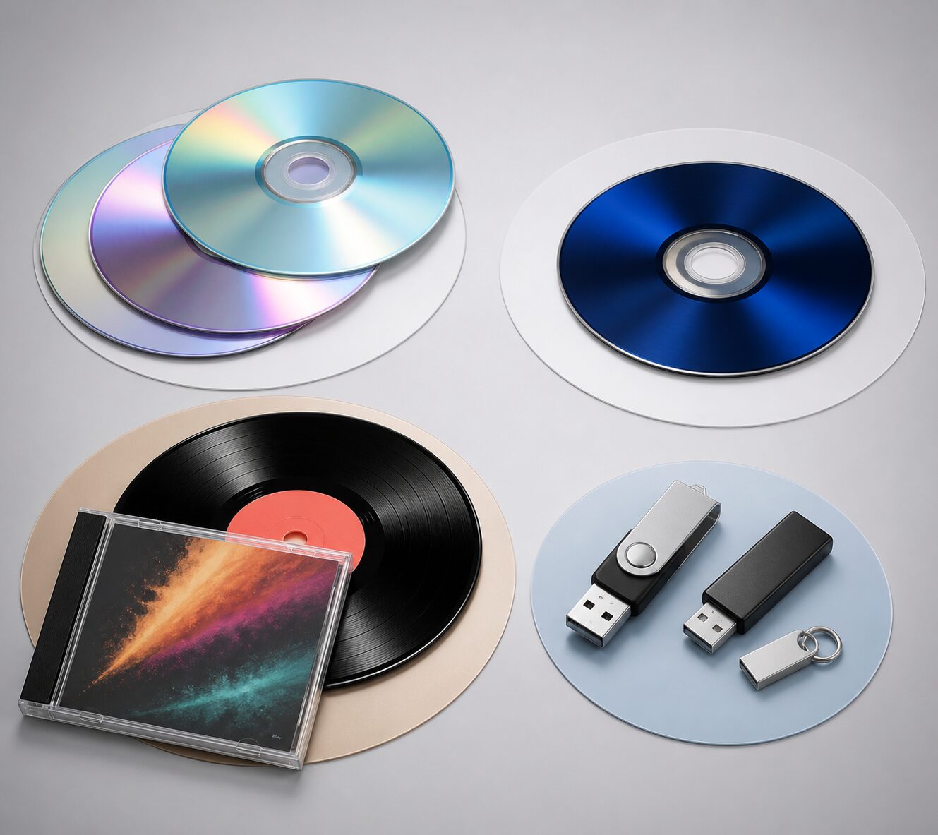 市販BD・記録BD/DVD・音楽CD・USBファイルを分ける図