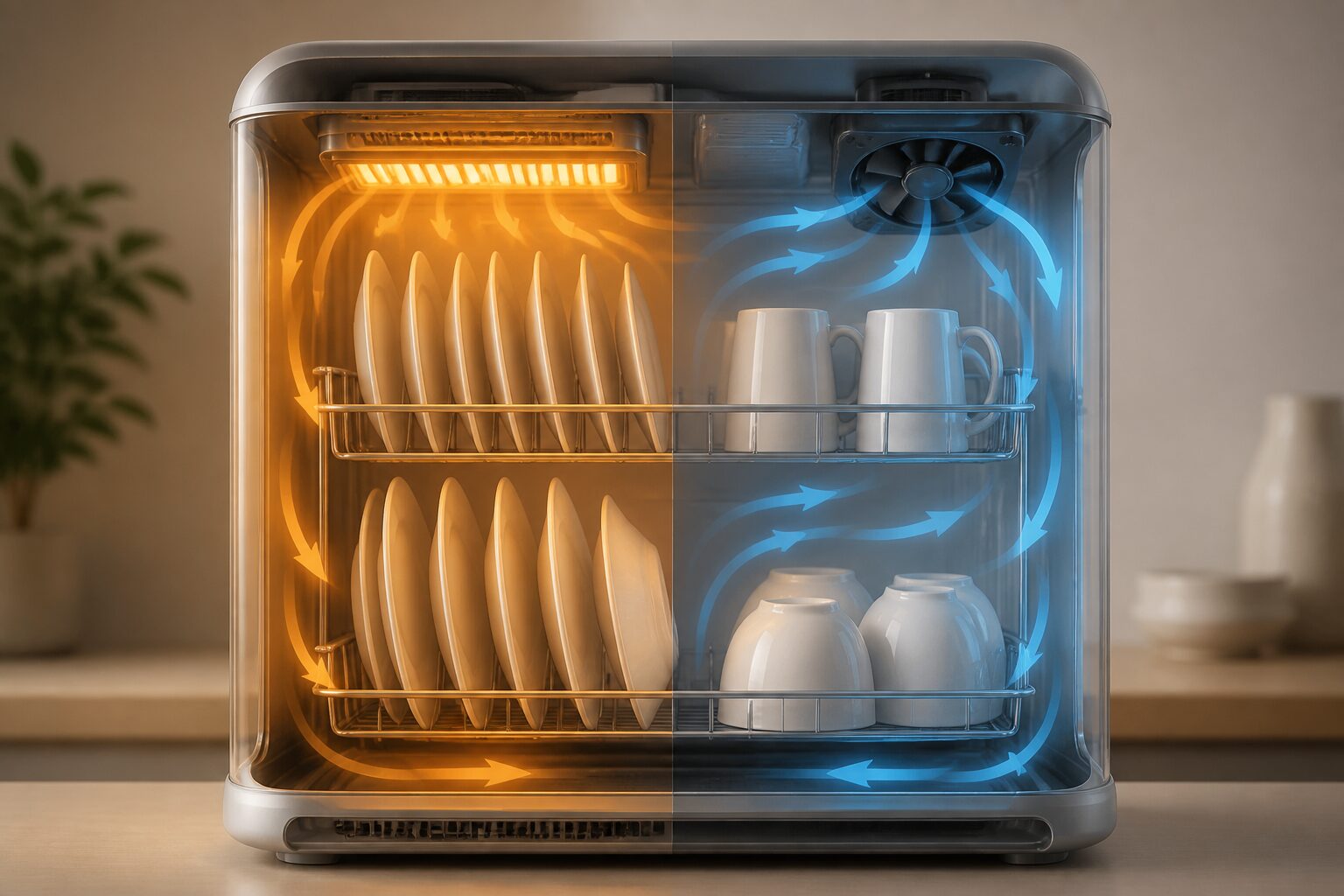 80℃の温風と55分コースの加熱と送風を確認する図