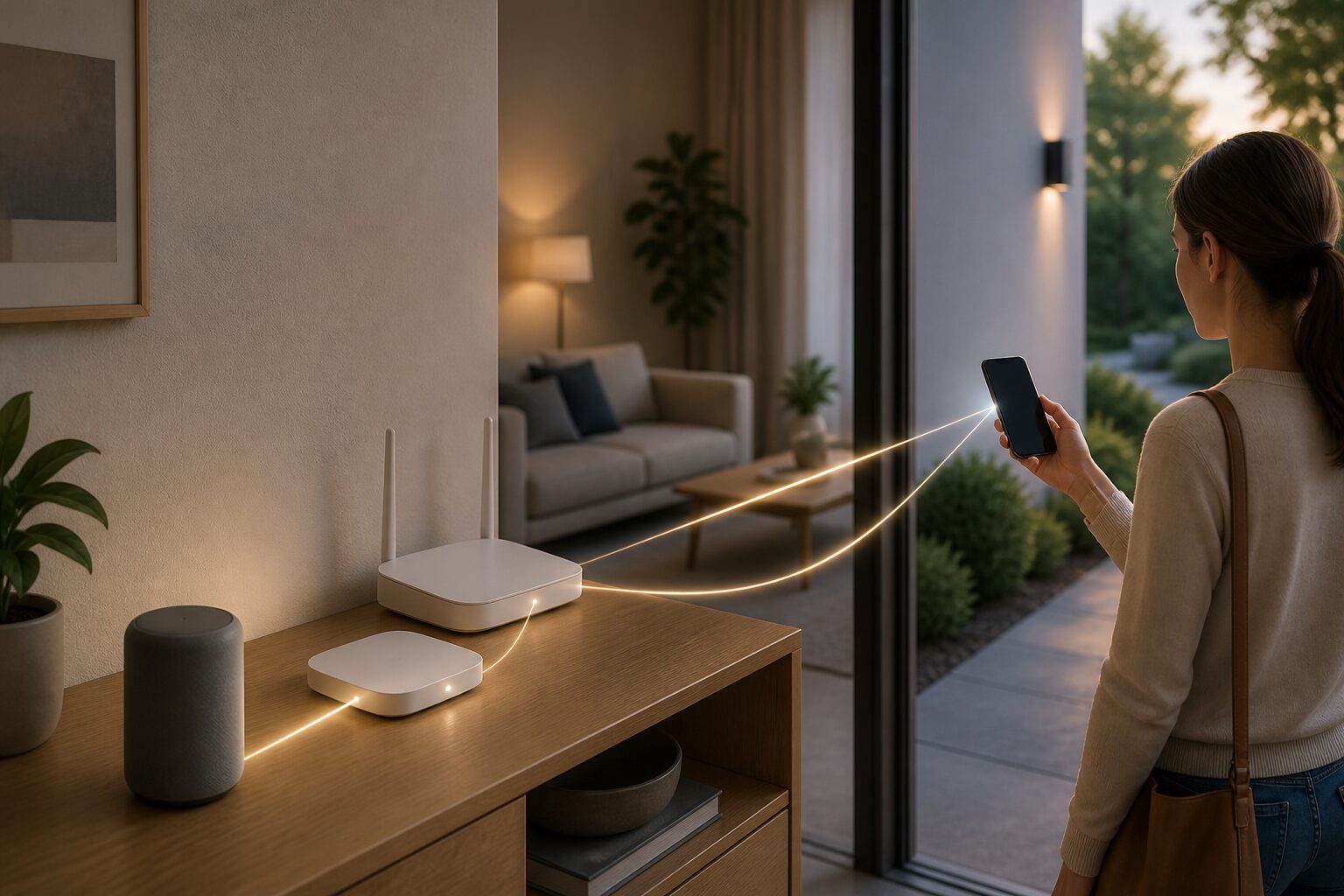2.4GHz Wi-Fiとスマートフォン・音声アシスタントの接続条件を確認する図