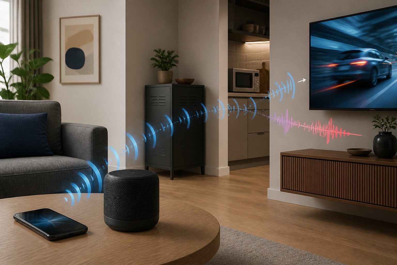 Bluetooth 5.3と30mとSBC・AACの接続条件を確認する図